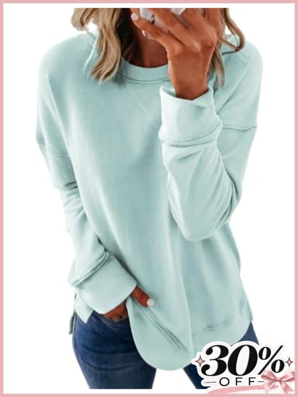 Womens Cotton Polyester Crewneck Sweatshirt Casual Pullover Top